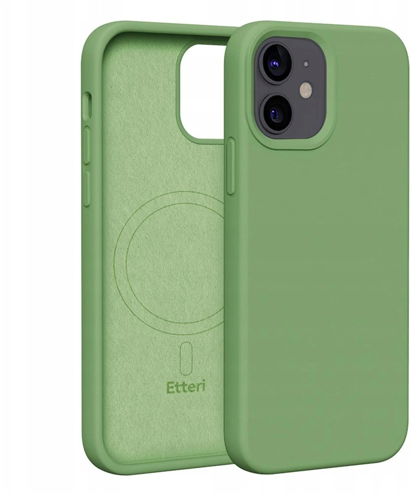 Dėklas Telforceone Etteri Silicone Mag Apple iPhone 12 / 12 Pro 6,1" šviesiai žalios spalvos