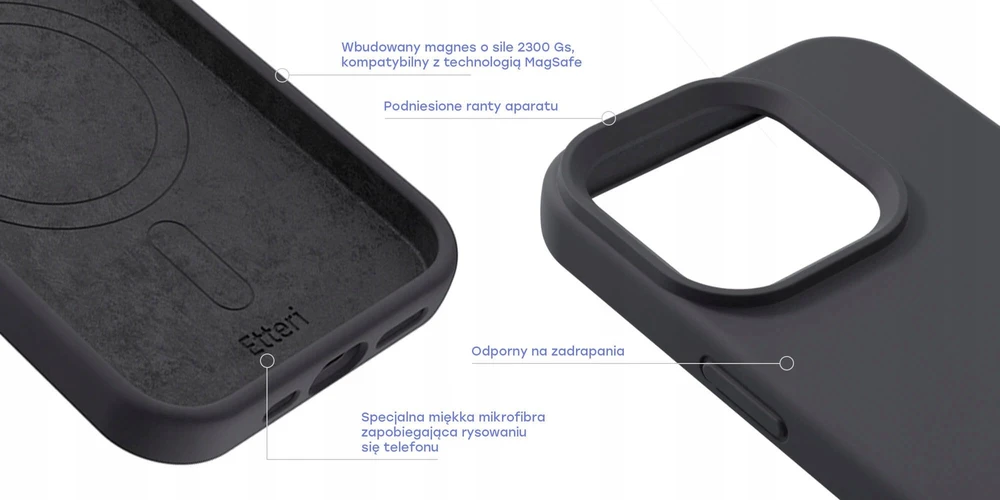 Telforceone Etteri Silicone Mag dėklas, skirtas Samsung Galaxy S26 Ultra juodas