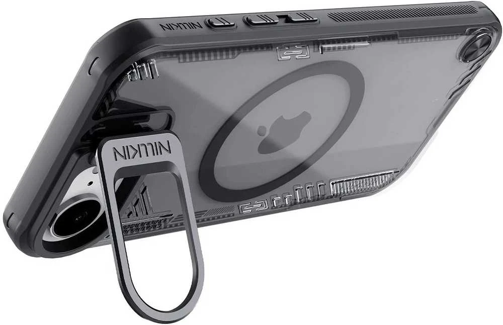 Nillkin Iceblade Prop Magnetic dėklas su Stand skirtas Apple iPhone 16e – juodos spalvos