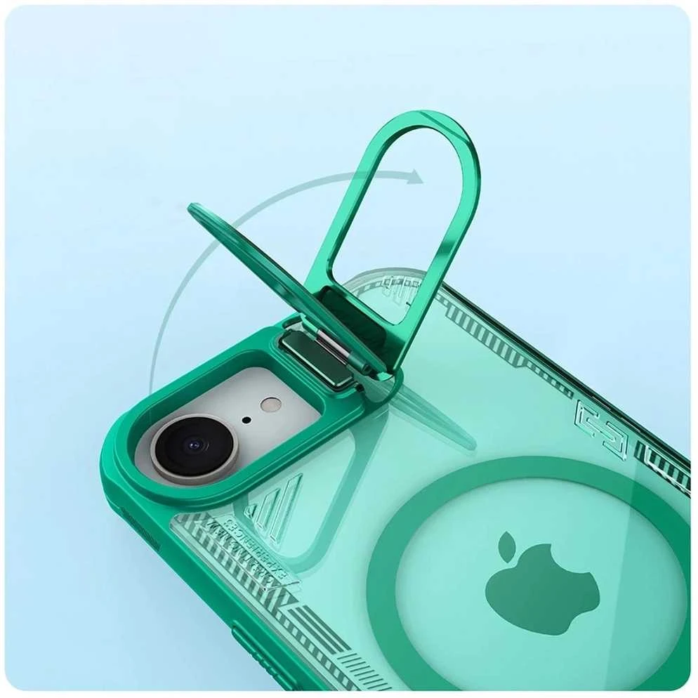 Nillkin Iceblade Prop Magnetic dėklas su Stand skirtas Apple iPhone 16e – žalios spalvos