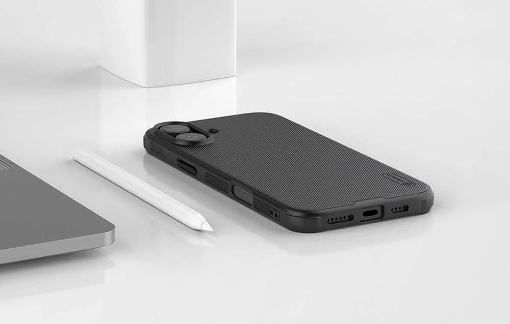 Nillkin Super Frosted PRO Magnetic Back Apple iPhone 16 Plus dėklas telefonui juodos spalvos