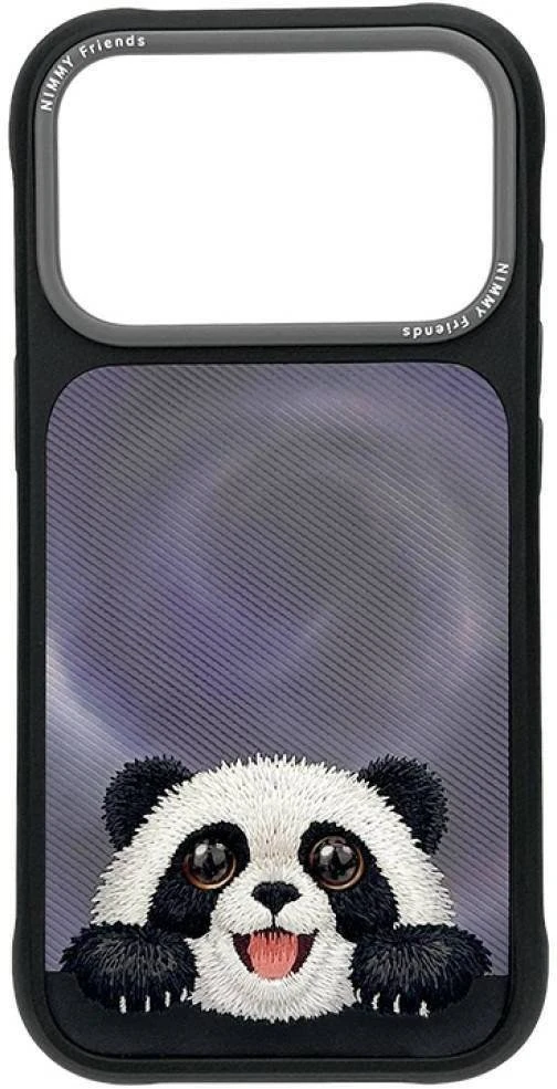 NIMMY dėklas BIG EYED LYING GIANT PANDA, suderinamas su MagSafe, skirta IPHONE 18 Pro/17 Pro, juodas