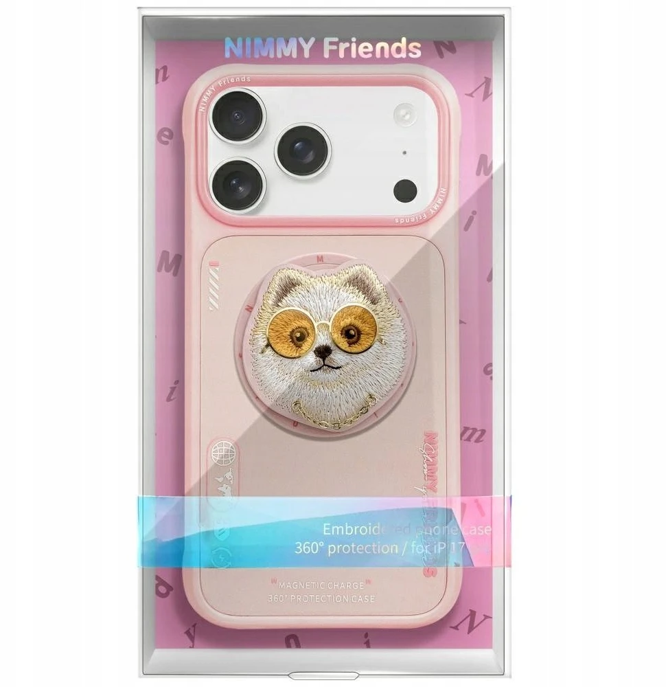 Dėklas Nimmy akiniai nuo saulės, skirti „Cool Dog MagSafe“, skirti „Apple iPhone 17 Pro“, rožiniai
