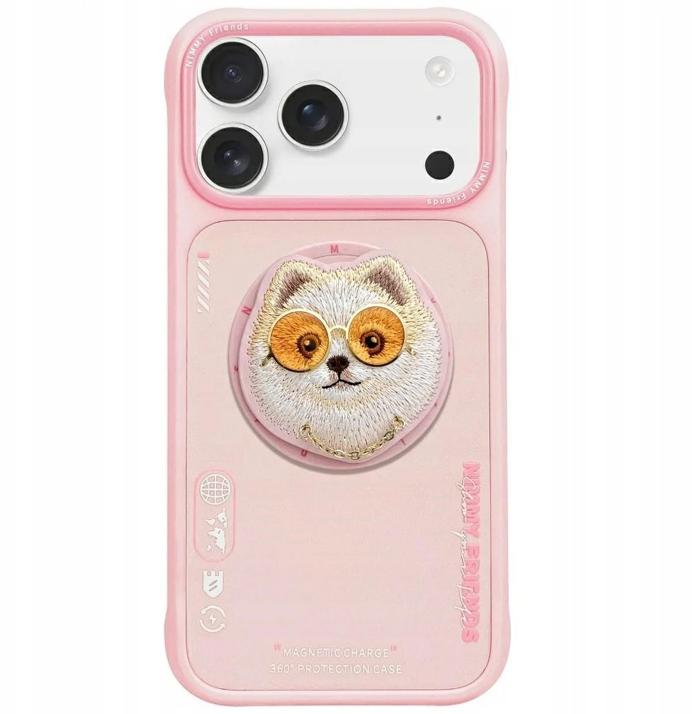 Dėklas Nimmy Glasses Cool Dog MagSafe skirtas Apple iPhone 17 rožinės spalvos