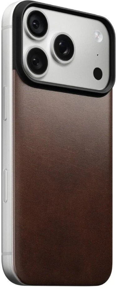 Dėklas Nomad Magnetinė odinė nugarėlė, sendinta ruda (Horween), su MagSafe - iPhone 18 Pro/17 Pro