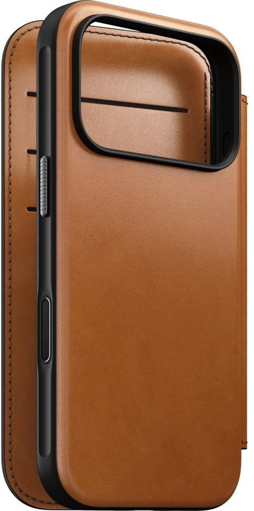 Dėklai ir viršeliai - Flip Nomad Modern odinis dėklas-knygelė, saddle (Horween) – iPhone 18 Pro/17 Pro