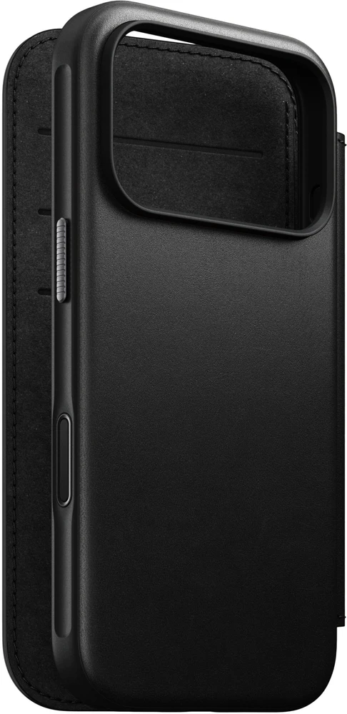 NOMAD odinis dėklas IPHONE 18 Pro/17 Pro, suderinamas su MagSafe (Modern Leather Folio ECCO Leather) juodas