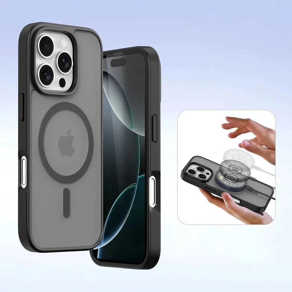 Dux Ducis Lawa Leather dėklas skirtas Apple iPhone 16 Pro – juodos spalvos