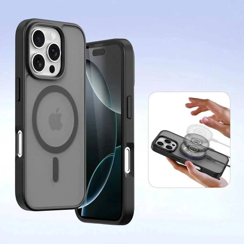 Dux Ducis Lawa Leather dėklas skirtas Apple iPhone 16 Pro Max – juodos spalvos