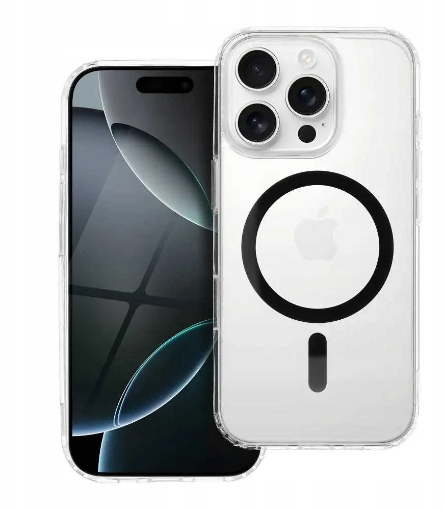 OEM dėklas, skirtas iPhone 16 PRO MAX, „Drop Glue“ spalvotas žiedinis Mag dangtelis, suderinamas su „MagSafe“ juodas