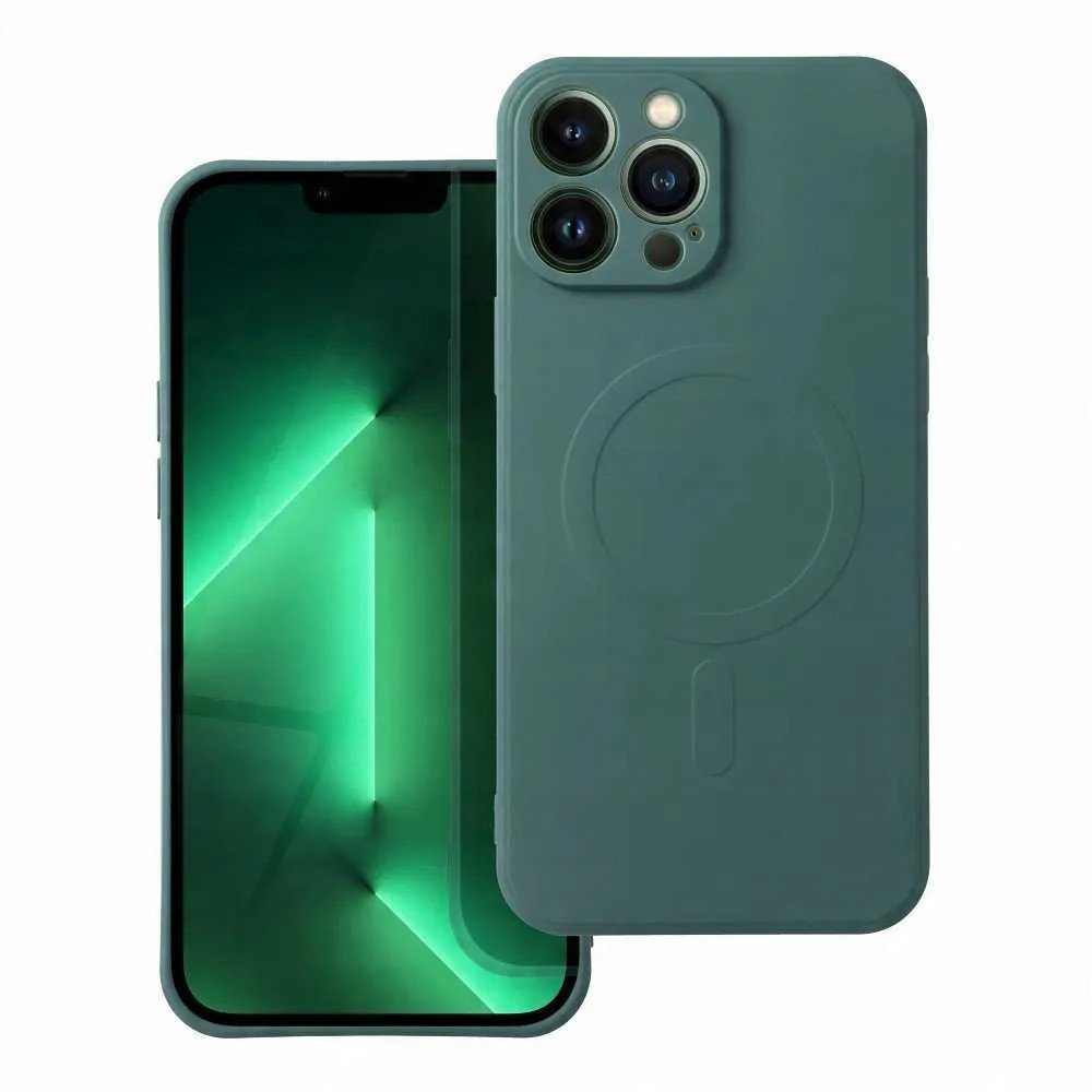Oem SILICONE MAG COVER dėklas suderinamas su MagSafe skirtas Samsung Galaxy S25 Plus dark žalios spalvos