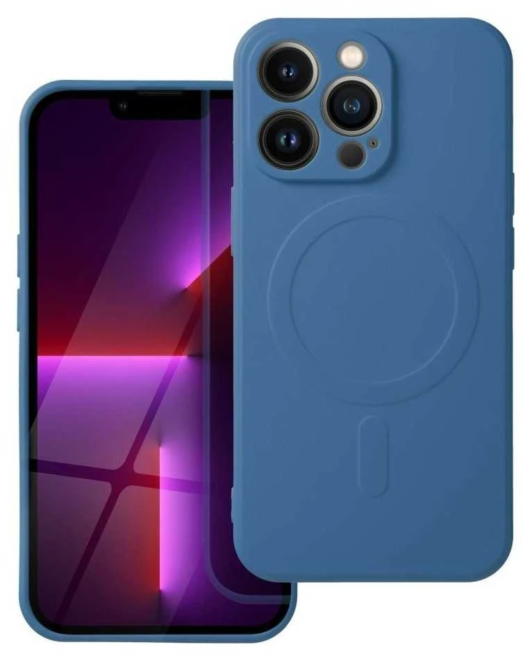 OEM dėklas, skirtas iPhone 17 Pro / 18 Pro (žemas kameros kraštas), silikoninis Mag dėklas, suderinamas su MagSafe (didelė skylė), mėlynas