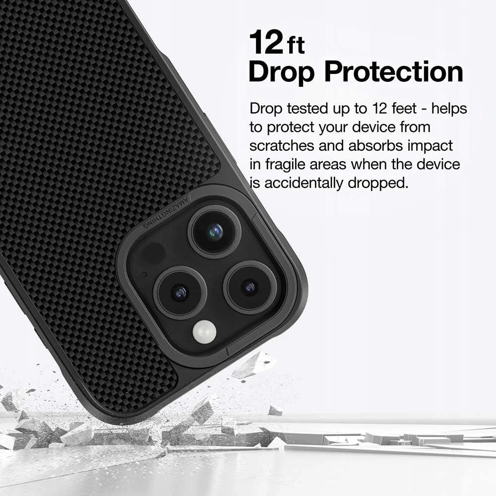 „AmazingThing Titan Max“ dėklas su 1500D aramidiniu pluoštu, skirtas „iPhone 16 Pro“ - Juodas