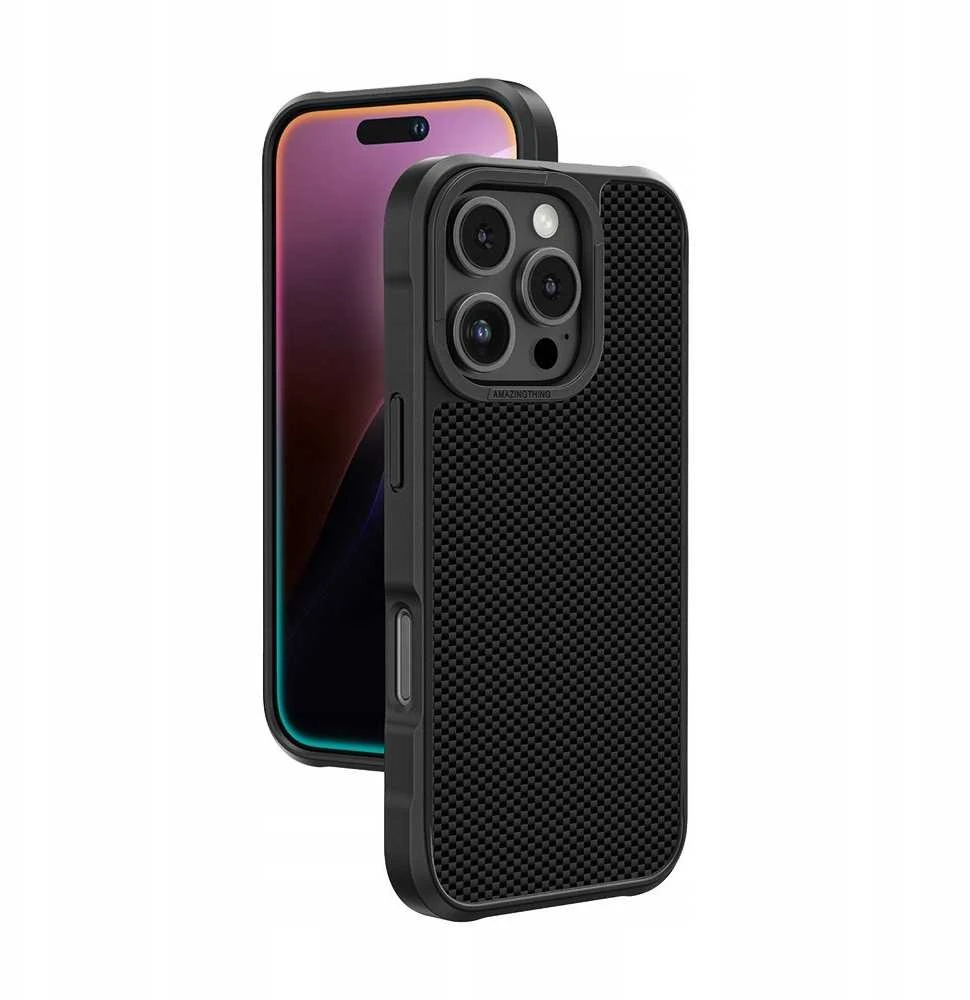 „AmazingThing Titan Max“ dėklas su 1500D aramidiniu pluoštu, skirtas „iPhone 16 Pro“ - Juodas