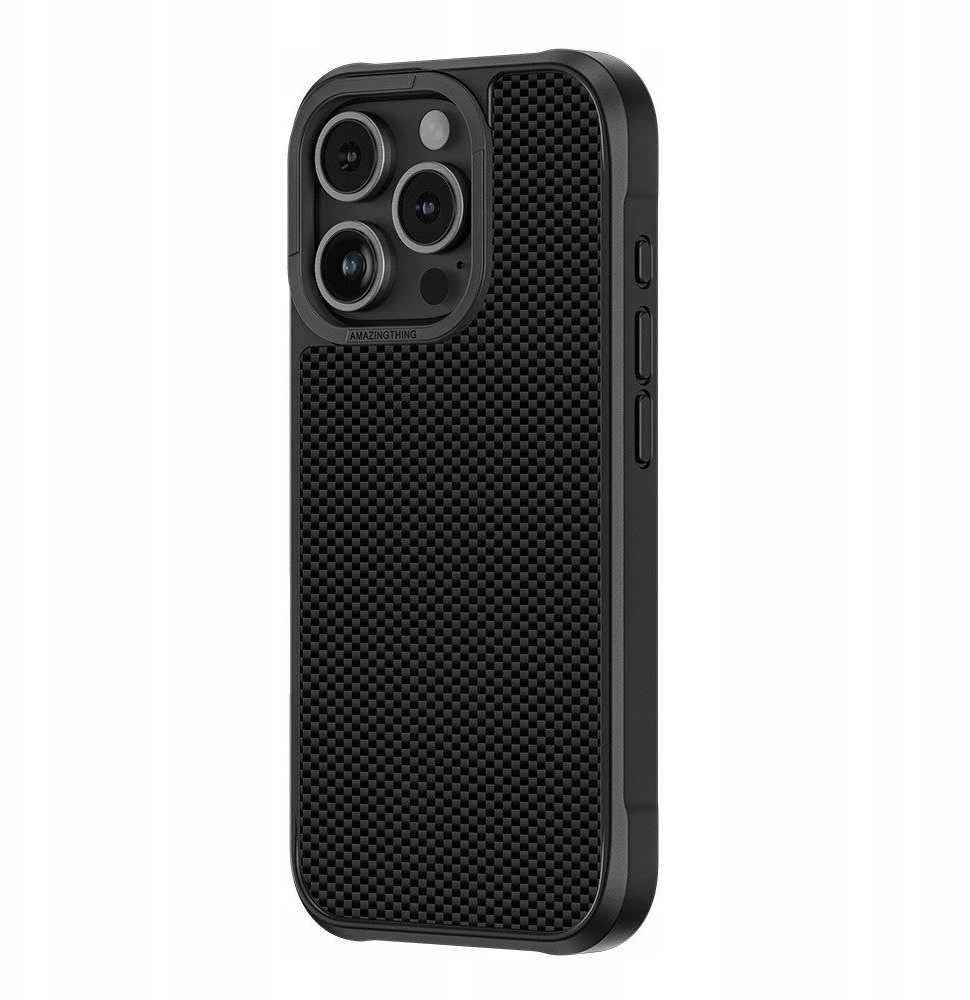 „AmazingThing Titan Max“ dėklas su 1500D aramidiniu pluoštu, skirtas „iPhone 16 Pro“ - Juodas