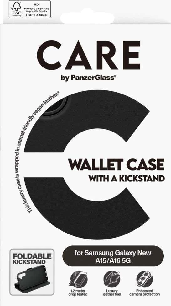 Panzer Glass CARE by PanzerGlass Feature Kickstand Wallet Samsung Galaxy A16 / A16 5G dėklas telefonui juodos spalvos 3801