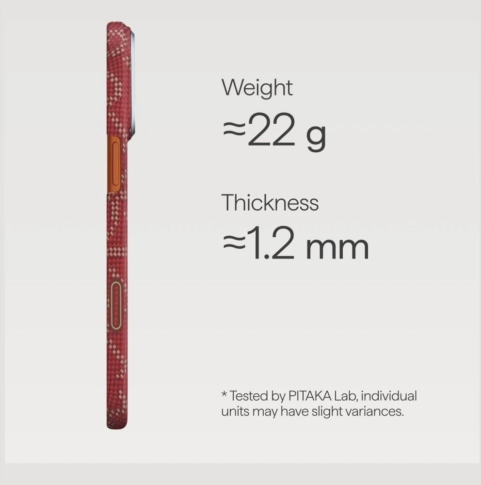 Dėklas PITAKA Ultra-Slim Monogram MagSafe Apple iPhone 17 Pro auksinis red