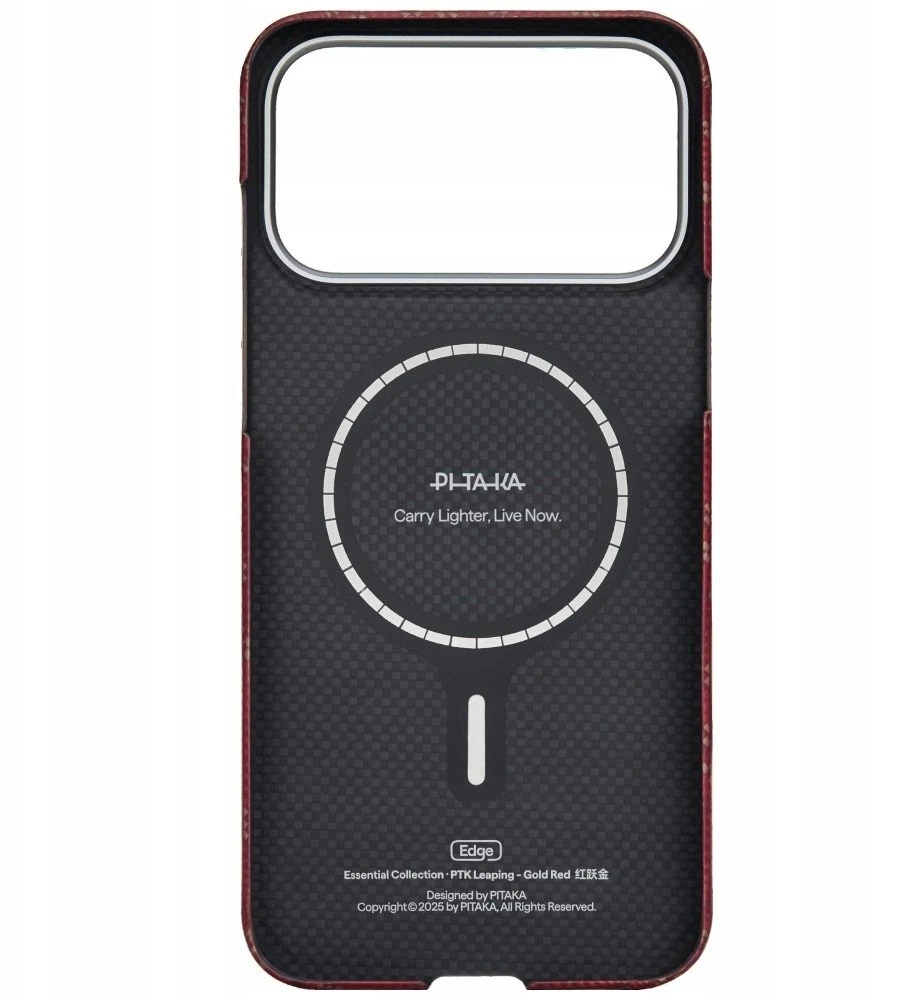Dėklas PITAKA Ultra-Slim Monogram MagSafe skirtas Apple iPhone 17 Pro Max aukso spalvos red