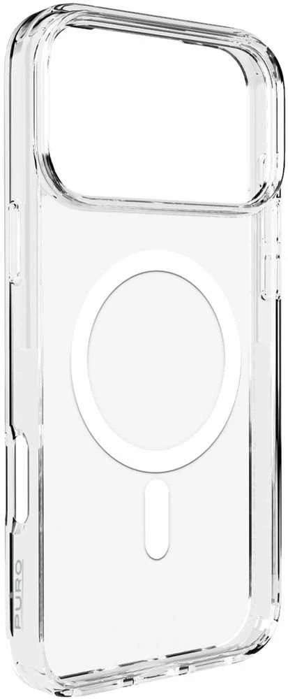 Puro Lite Mag TPU+PC dėklas suderinamas suMagSafe skirtas Apple iPhone 17 Pro – Transparent with Baltas Ring