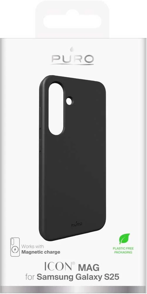 Puro Icon Mag Silicone with MagSafe Samsung Galaxy S25 – dėklas telefonui juodos spalvos