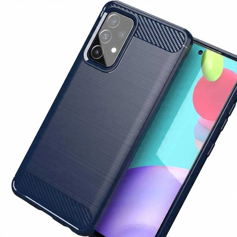 Hurtel Carbon dėklas skirtas Samsung Galaxy A72 4G, mėlynas