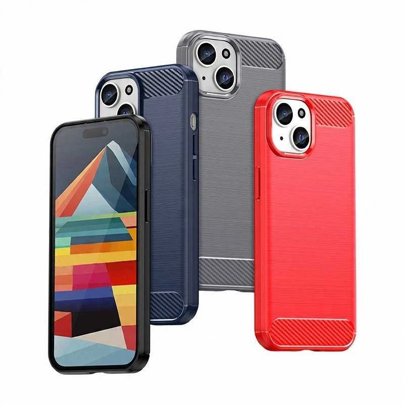 Hurtel Flexible carbon pattern case Apple iPhone 15 Plus Carbon dėklas – dėklas telefonui juodos spalvos