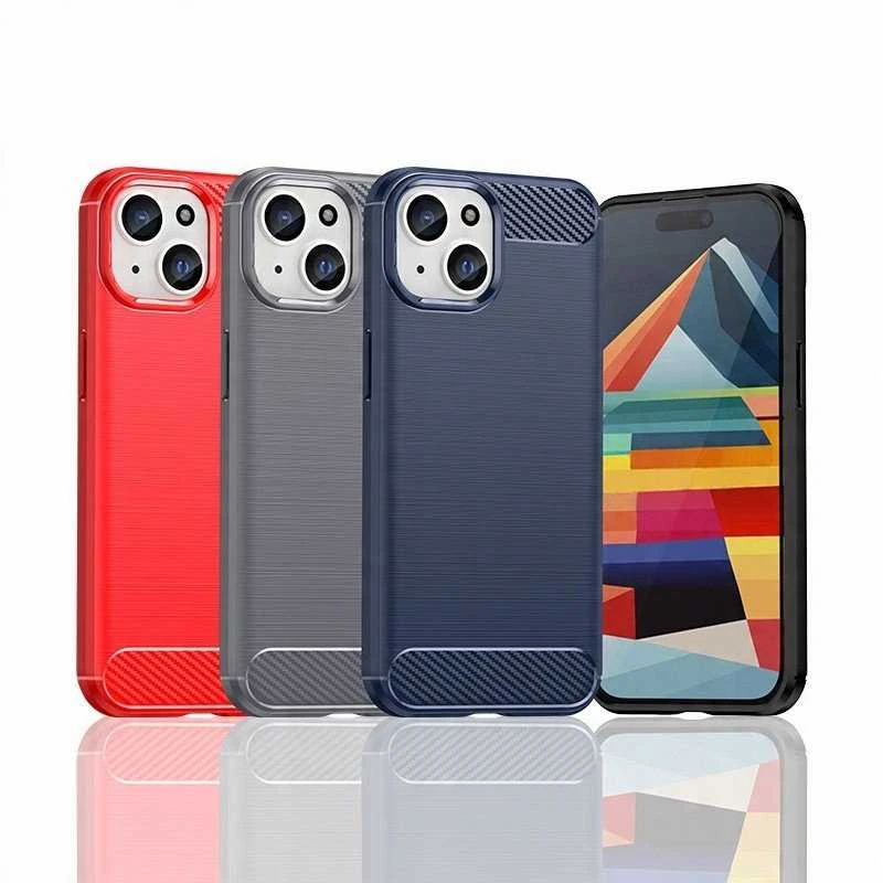 Hurtel Flexible carbon pattern case Apple iPhone 15 Plus Carbon dėklas – dėklas telefonui juodos spalvos