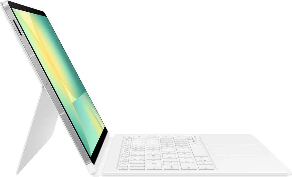 DX625UW knygos dangtelis su klaviatūra – dirbtinio intelekto klavišas, „Samsung Galaxy Tab S10 FE+“, baltas