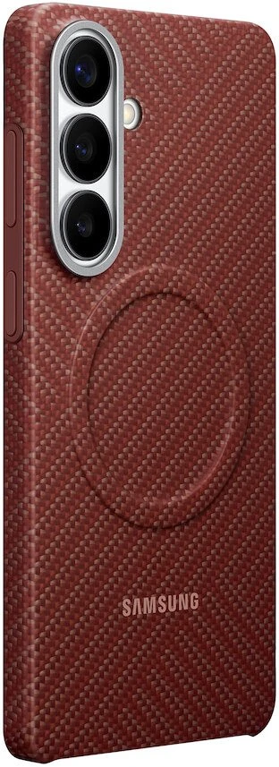 KS947SR anglies pluošto magnetinis dėklas „Samsung Galaxy S26 Plus“, koralų spalvos, raudonas