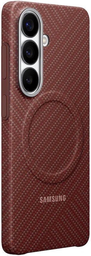 KS942SR anglies pluošto magnetinis dėklas „Samsung Galaxy S26“, koralų spalvos, raudonas