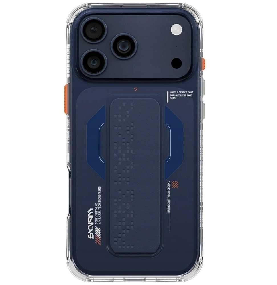Dėklas Skinarma Haxa Apple iPhone 17 Pro Magnetic Charging + Grip Stand mėlynas