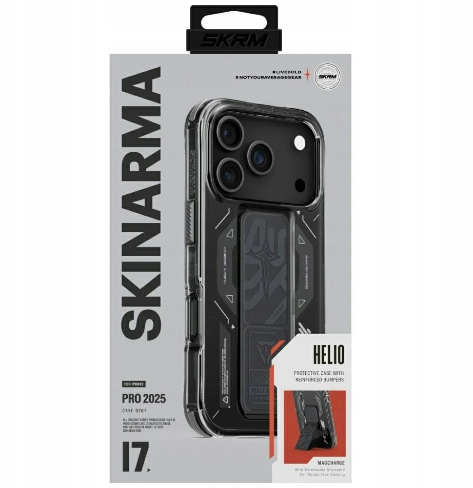 Skinarma Helio Dėklas Apple iPhone 17 Pro Magnetic Charging + Grip Stand Graphite
