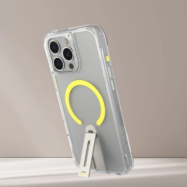 Dėklas Skinarma Helix Apple iPhone 16 Pro Magnetic Charging 360 Rotating Stand skaidrus