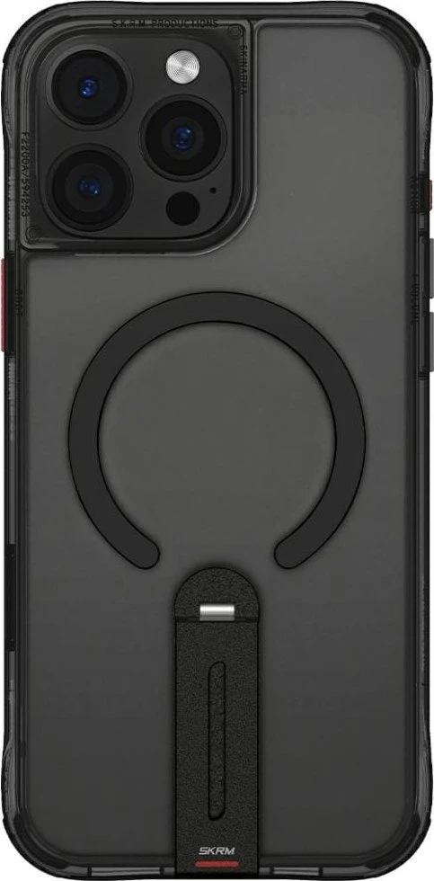 Dėklas „Skinarma Helix“ iPhone 16 Pro Max su magnetiniu įkrovimu ir 360° besisukančiu stoveliu, juodos spalvos