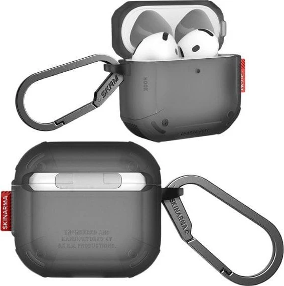 Dėklas Skinarma Mecha CE skirtas AirPods 4 smoke