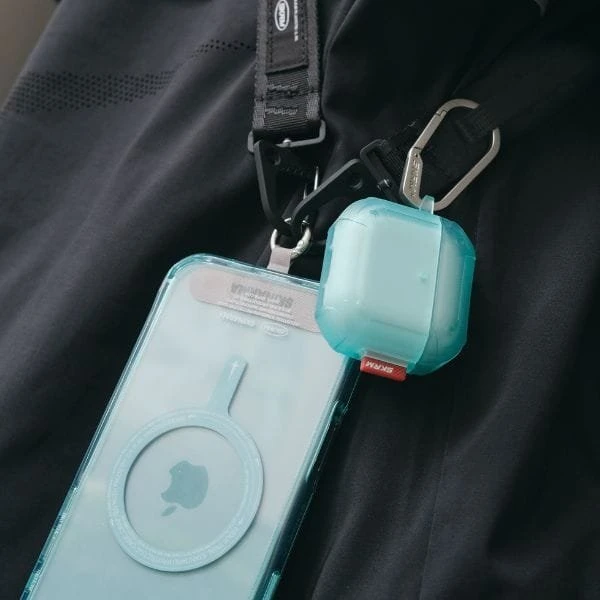 Dėklas Skinarma Mecha CE skirtas AirPods 4 turquoise
