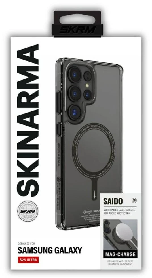 Dėklas Skinarma Saido MagSafe skirtas Samsung Galaxy S25 Ultra juodos spalvos