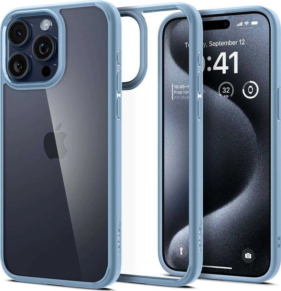 Spigen Crystal Hybrid, sierra dėklas telefonui mėlynos spalvos – Apple iPhone 15 Pro Max