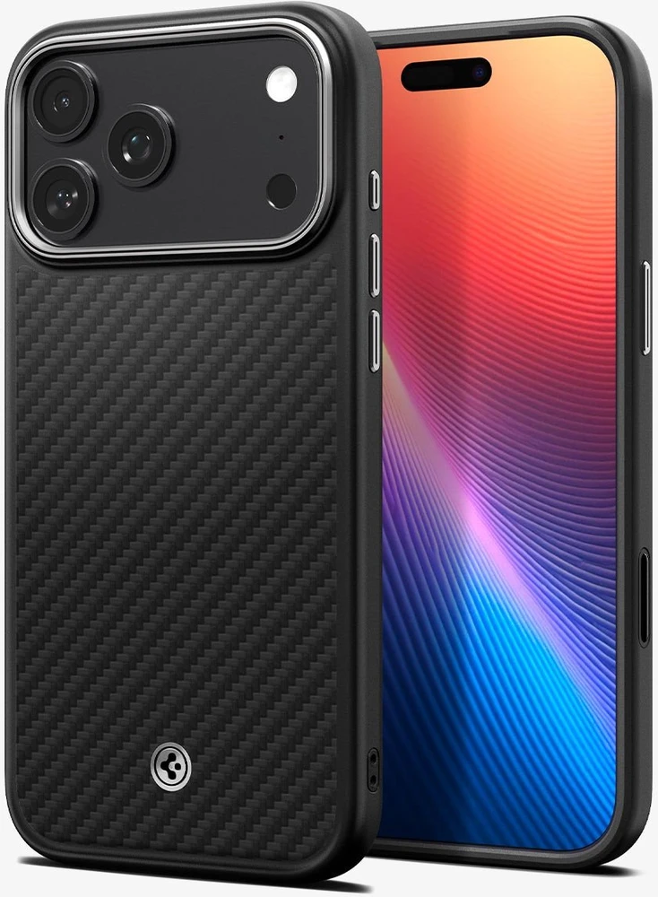Dėklas Spigen Enzo Aramid T, juodas sidabrinis - iPhone 17 Pro Max