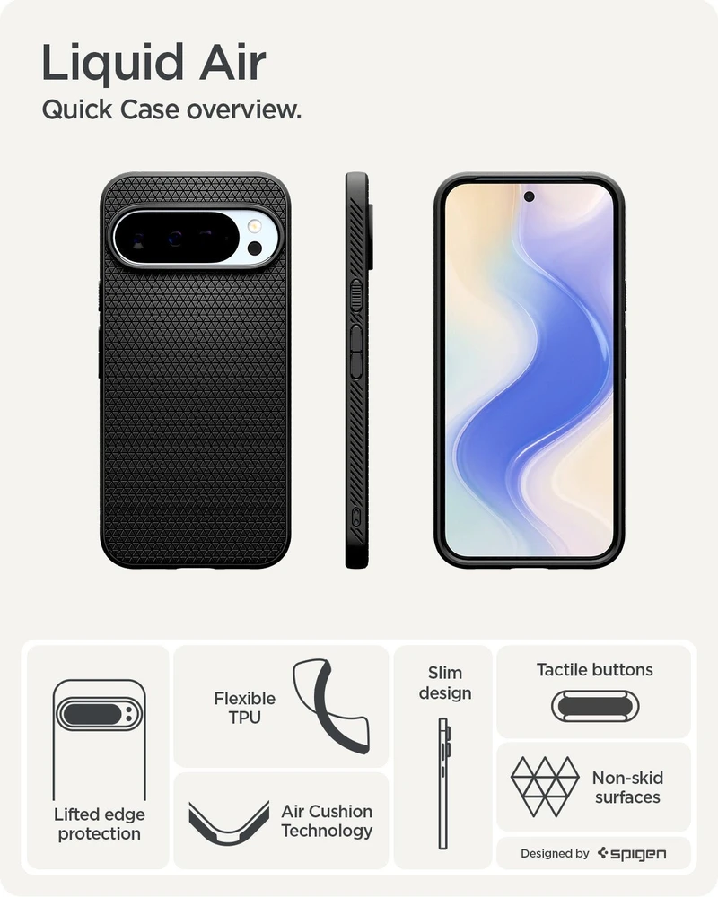 „Spigen Liquid Air“ dėklas, skirtas „Google Pixel 10 Pro XL“ – matinis juodas