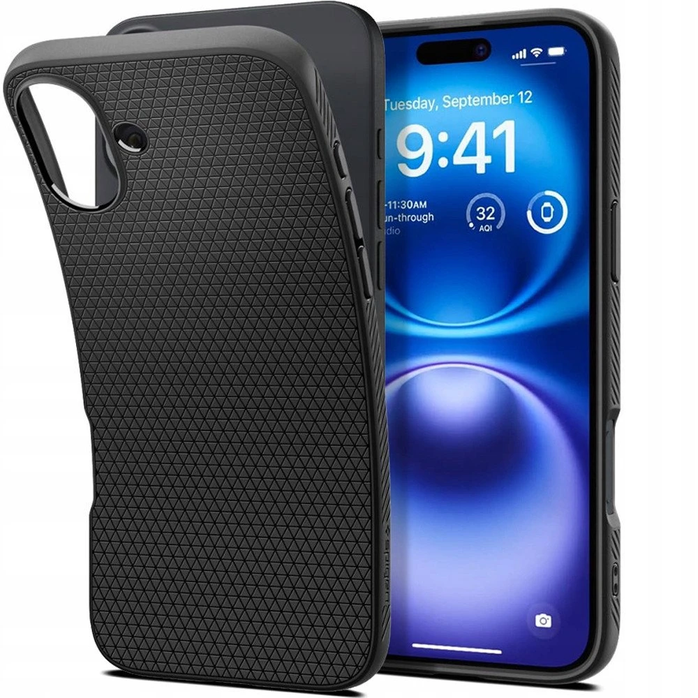 „Spigen Liquid Air“ dėklas, skirtas iPhone 17 – matinis juodas