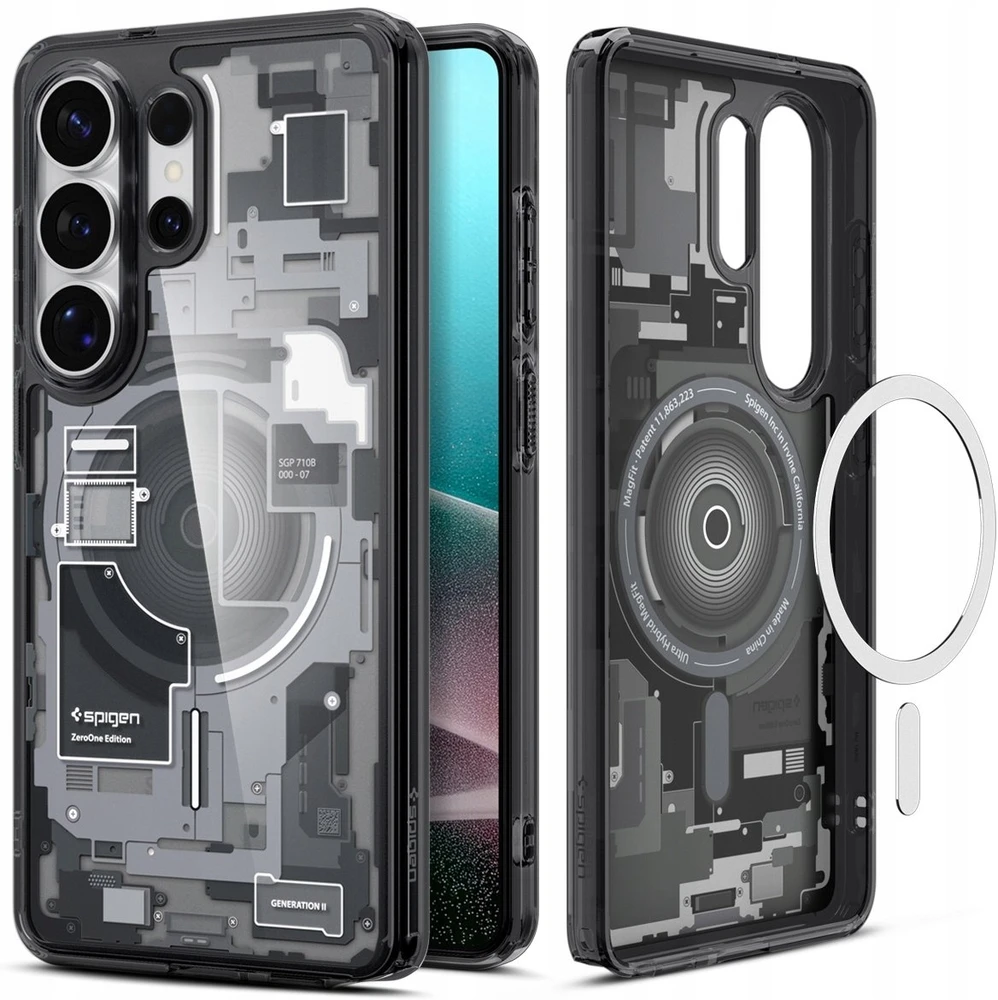 Spigen Ultra Hybrid Mag MagSafe dėklas skirtas Samsung Galaxy S26 Ultra Zero One – Clear Juodas