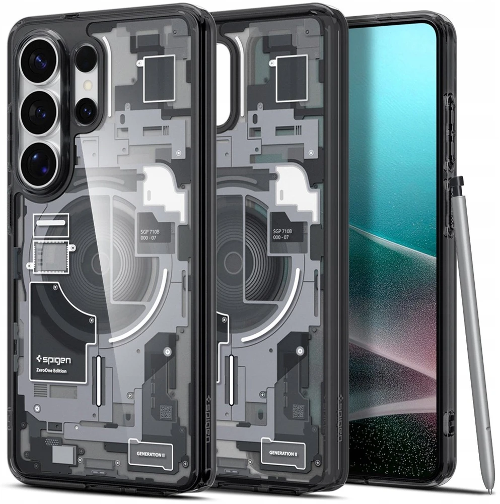 Spigen Ultra Hybrid Mag MagSafe dėklas skirtas Samsung Galaxy S26 Ultra Zero One – Clear Juodas