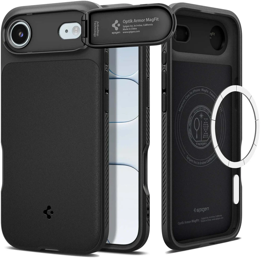 Dėklas Spigen Optik Armor MagSafe, juodos spalvos – Apple iPhone Air
