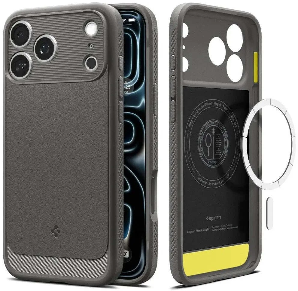 Dėklas Spigen Rugged Armor MagSafe Case for iPhone 18 Pro Max / 17 Pro Max - Gray