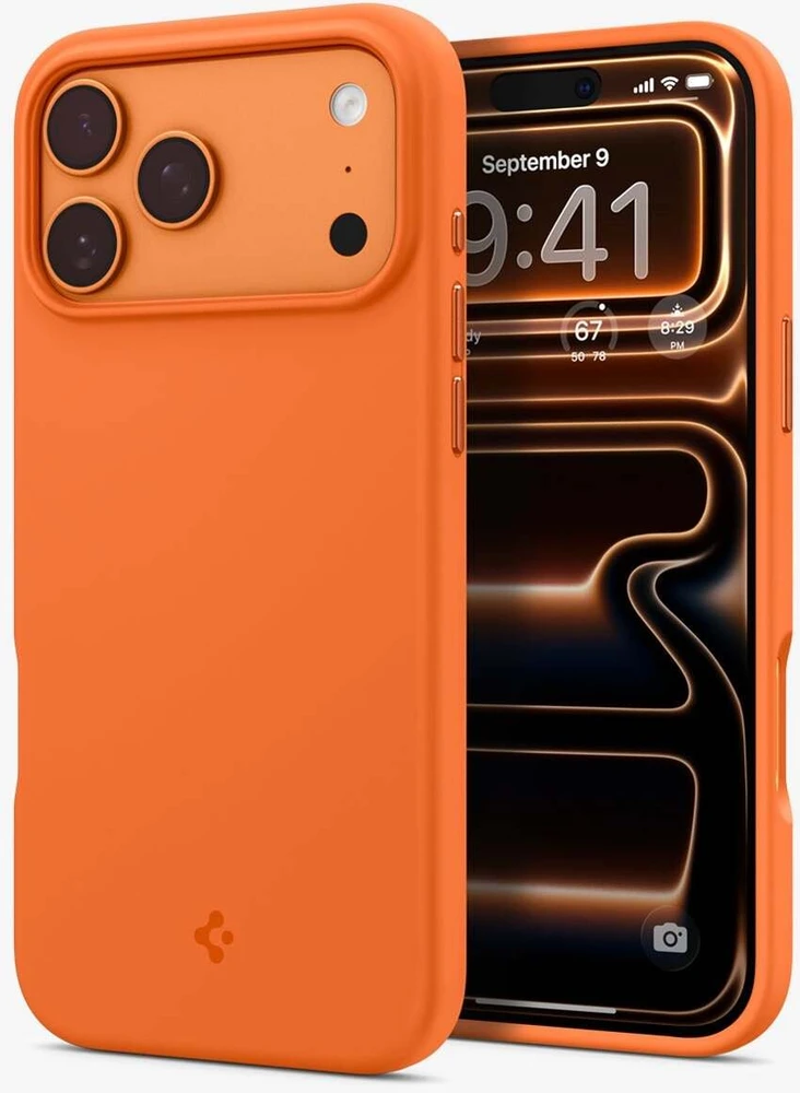 Dėklas Spigen SILICONE FIT MAG MagSafe Apple iPhone 17 PRO COSMIC Oranžinis