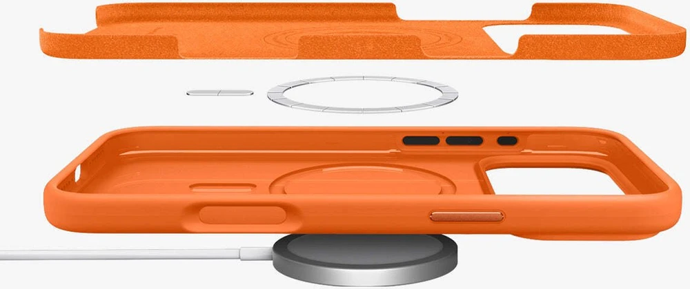 Spigen Silicone Fit Mag MagSafe dėklas, skirtas iPhone 17 Pro Max - Oranžinis