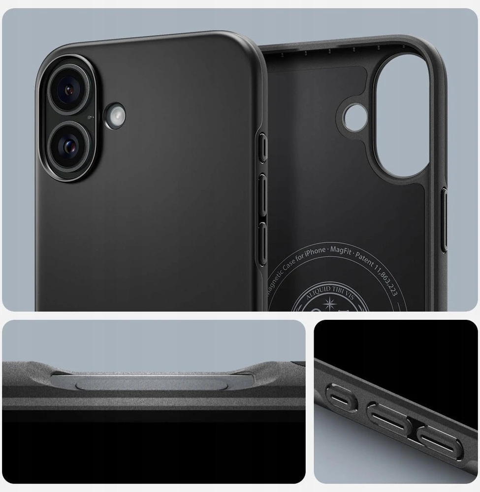 Spigen Thin Fit MagSafe dėklas skirtas Apple iPhone 17 – juodos spalvos