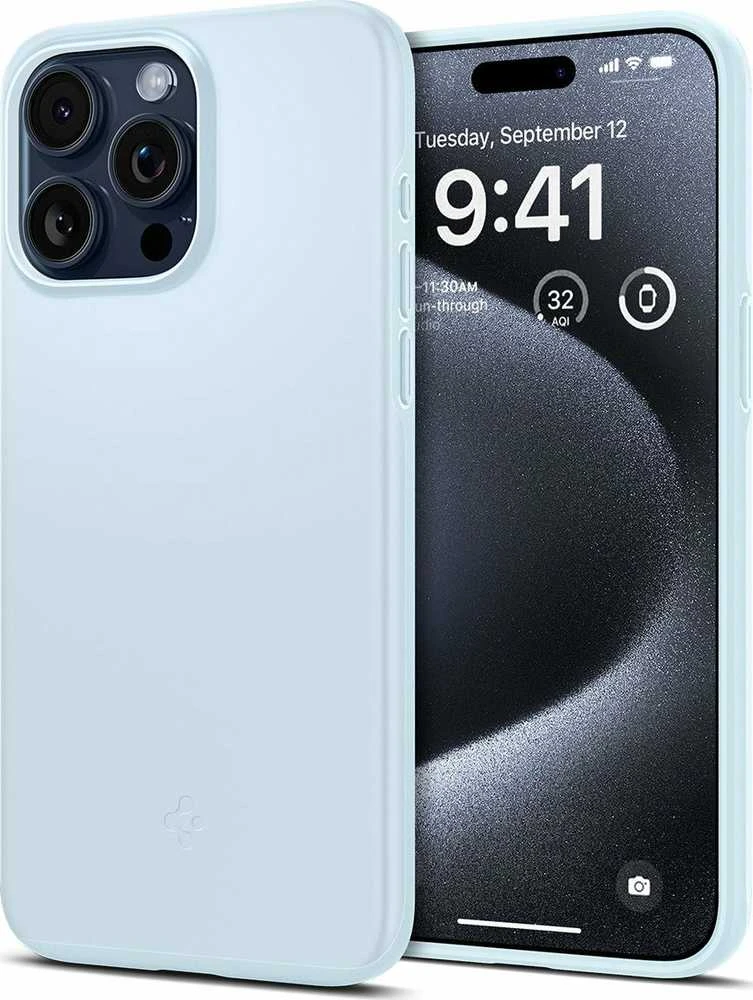 Spigen Thin Fit dėklas skirtas Apple iPhone 15 Pro,  spalva - Mute Blue aprašymas - Prekės nuotrauka