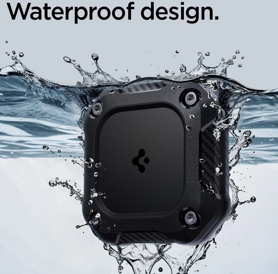 Spigen Tough Armor dėklas skirtas AirTag 1/2 – juodos spalvos